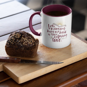 Caneca Bíblia Verse Salm 143:8 FALHA DE AMOR Café