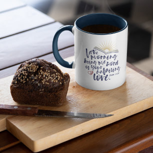 Caneca Bíblia Verse Salm 143:8 FALHA DE AMOR Café