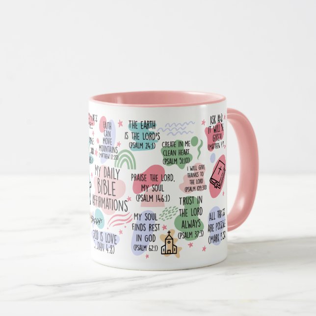 Caneca Bíblia Verso Afirmações Mug (Frente Esquerda)