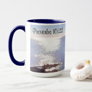 Caneca Bíblia Verso das Bênçãos do Oceano Azul Espumante