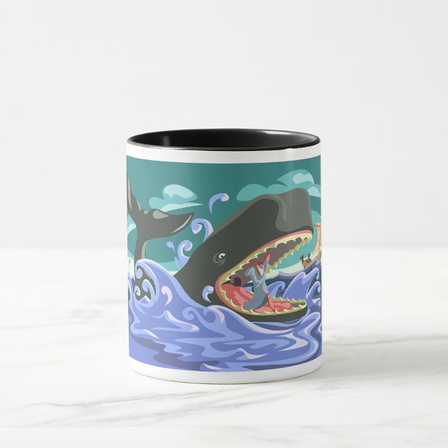Caneca Biblical Jonah e a Cena do Oceano Baleeiro (Criador carregado)