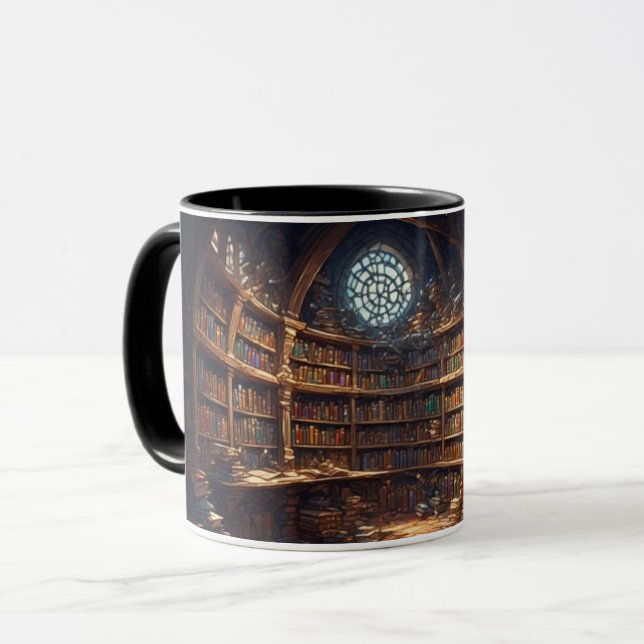 Caneca Biblioteca Encantada Mug - Amantes de Livros Cozy  (Frente Esquerda)