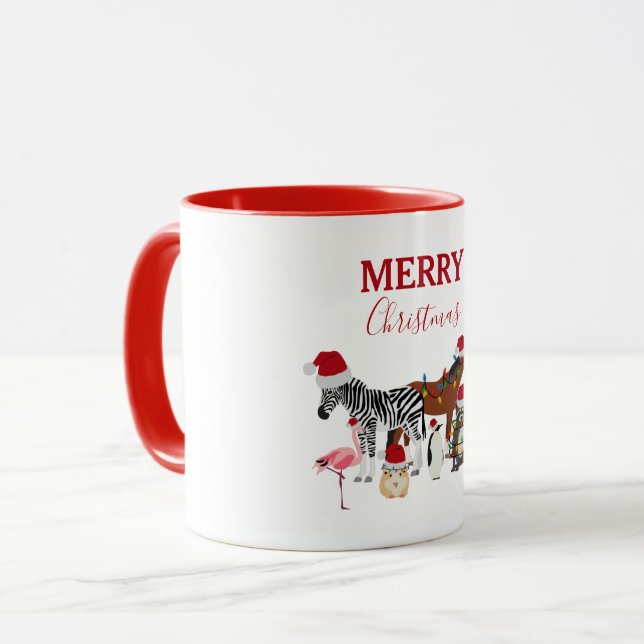 Caneca Bichos de Natal engraçados e bonitos Noel Hats Lig (Frente Esquerda)
