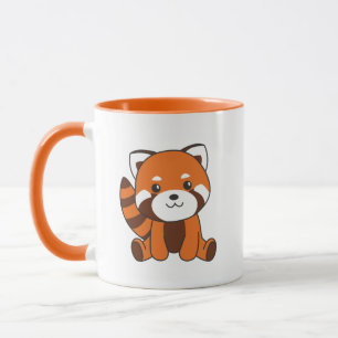 Caneca Bichos De Panda Vermelha Para Crianças Kawaii