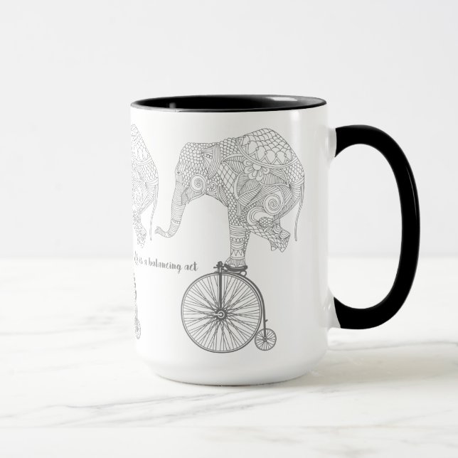 Caneca Bicicleta Penny Farthing de Equilíbrio de Elefante (Direita)