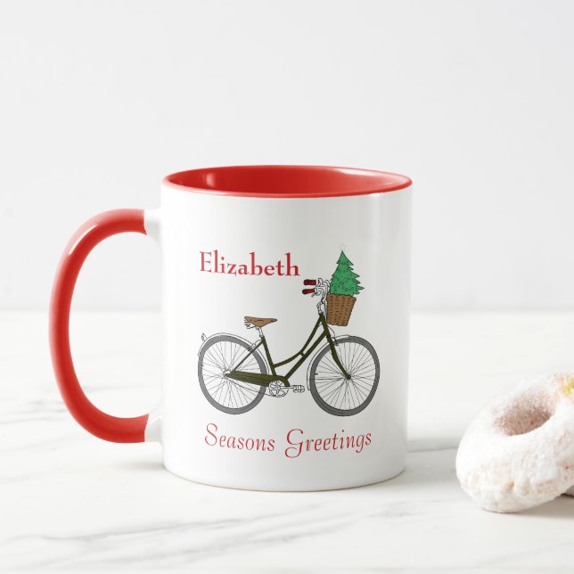 Caneca Bicicletas Festivas Personalizadas Sases Saudações (Com Donut)
