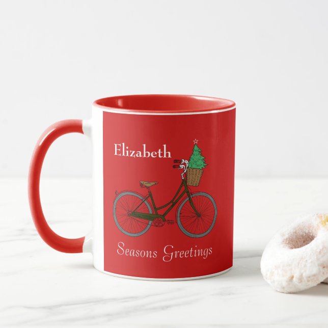 Caneca Bicicletas Festivas Personalizadas Sasons Saudaçõe (Com Donut)