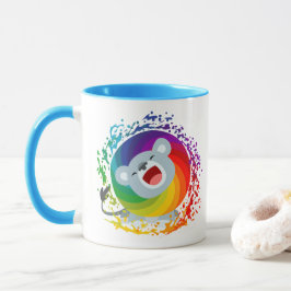 Caneca Bico desenho Arco-Íris Branco Leão