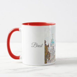 Caneca Bielorrússia Б е л а у р с ь Brest Cityscape Sketc