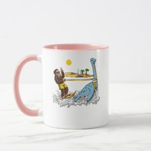 Caneca Bigfoot Andando Loch Ness Monster Engraçado Conspi
