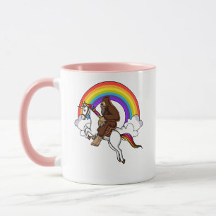 Caneca Bigfoot engraçado que monta o arco-íris mágico 