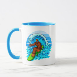 Caneca Bigfoot Surfando Montado Nas Ondas Diversão Sasqua