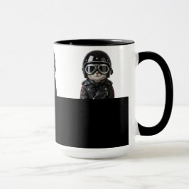 Caneca Biker Cat, Katze mit Motorradkleidung und Helm