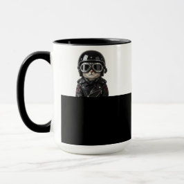 Caneca Biker Cat, Katze mit Motorradkleidung und Helm