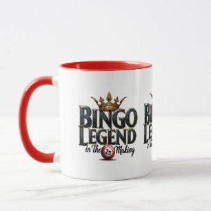 Caneca Bingo Legend Crowed in Dourado Retro Typografia