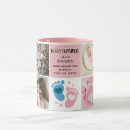 Caneca  Birth Announcment Personalize 8 Photo christmas 