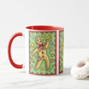 Caneca Biscoito de Gengibre Fofo Tocando Chifre, Doce de