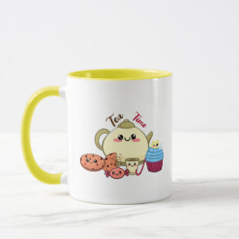 Caneca biscoitos kawaii e tempo de chá fofo