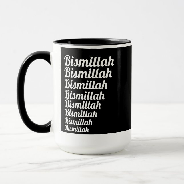 Caneca Bismillah Typografia White em Monograma Negro (Esquerda)