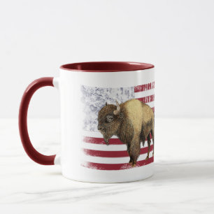 Caneca Bison US Buffalo American Flag USA