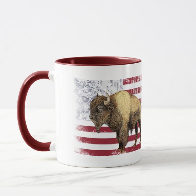 Caneca Bison US Buffalo American Flag USA (Esquerda)