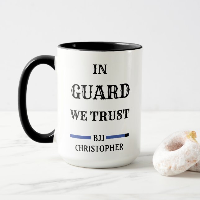 Caneca BJJ brasileiro Jiu Jitsu Guarda Trust Blue Belt (Com Donut)