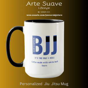 Caneca BJJ Way I Roll Add Your Name Jiu Jitsu Blue Belt