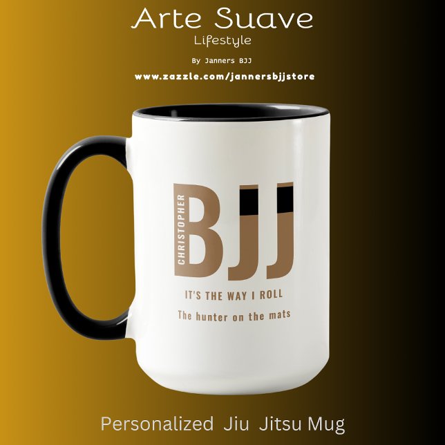 Caneca BJJ Way I Roll Add Your Name Jiu Jitsu Brown Belt (Personalized BJJ brown belt coffee mug.)