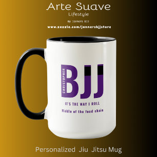 Caneca BJJ Way I Roll Add Your Name Jiu Jitsu Purple Belt