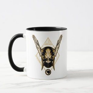 Caneca Black Adam   Gráfico de Capacetes Hawkman