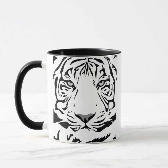 Caneca Black and White Abstract Tiger Face Mug (Esquerda)