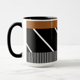 Caneca Black, Brown and White Mug - Chic in Stripes