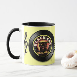 Caneca Black Cat Records Retro Jazz Mug - Vinyl Label Cup