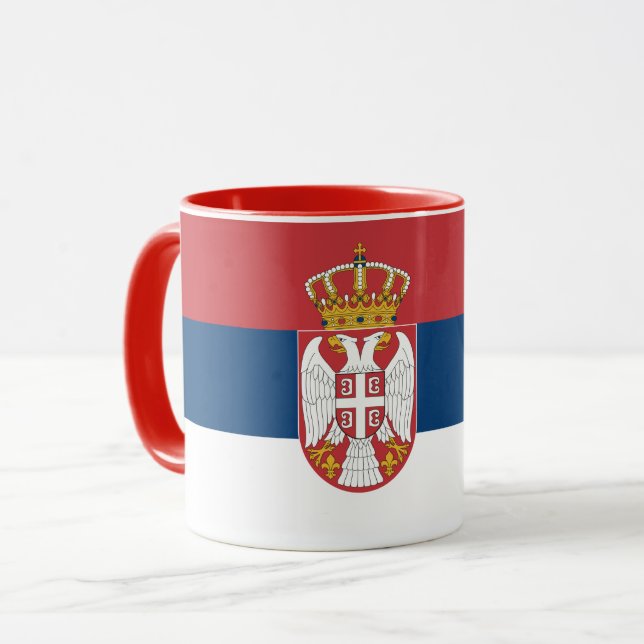 Caneca Black Combo Mug com bandeira da Sérvia (Frente Esquerda)