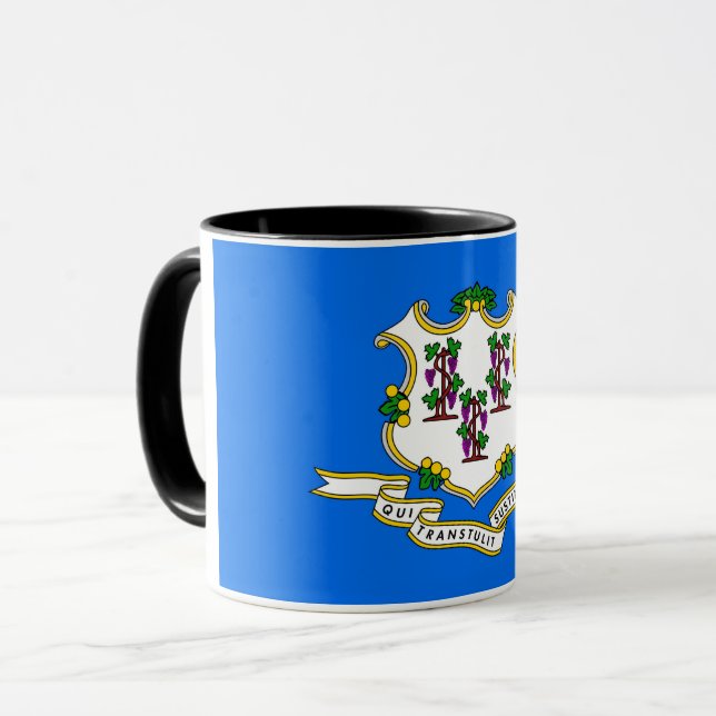 Caneca Black Combo Mug com bandeira de Connecticut, EUA (Frente Esquerda)
