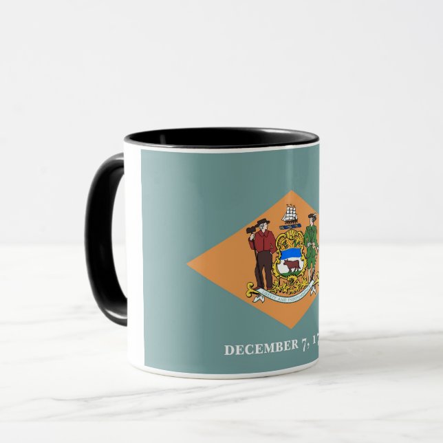Caneca Black Combo Mug com bandeira de Delaware, EUA (Frente Esquerda)