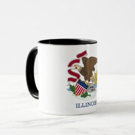 Caneca Black Combo Mug com bandeira de Illinois, EUA