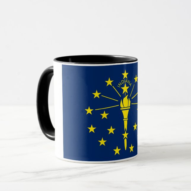 Caneca Black Combo Mug com bandeira de Indiana, EUA (Frente Esquerda)