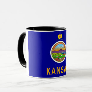 Caneca Black Combo Mug com bandeira de Kansas, EUA