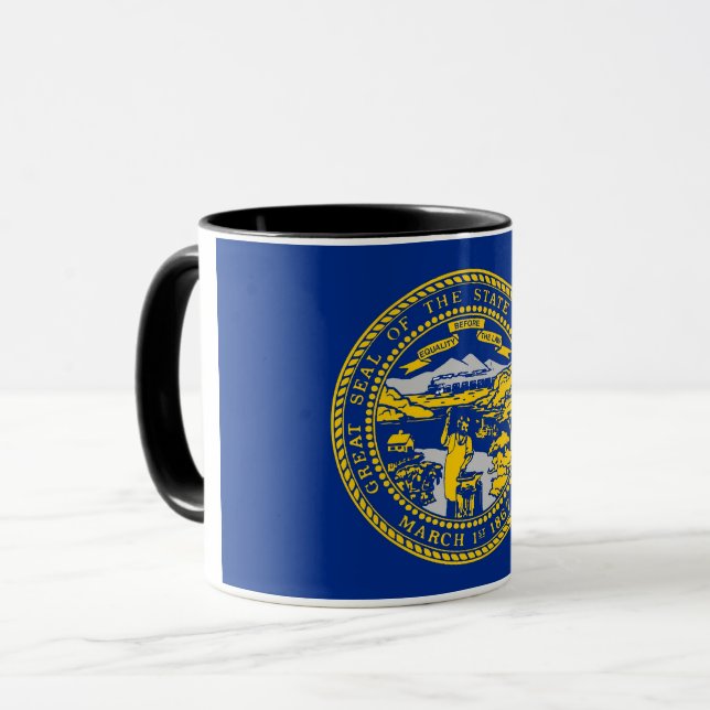 Caneca Black Combo Mug com bandeira de Nebraska, EUA (Frente Esquerda)