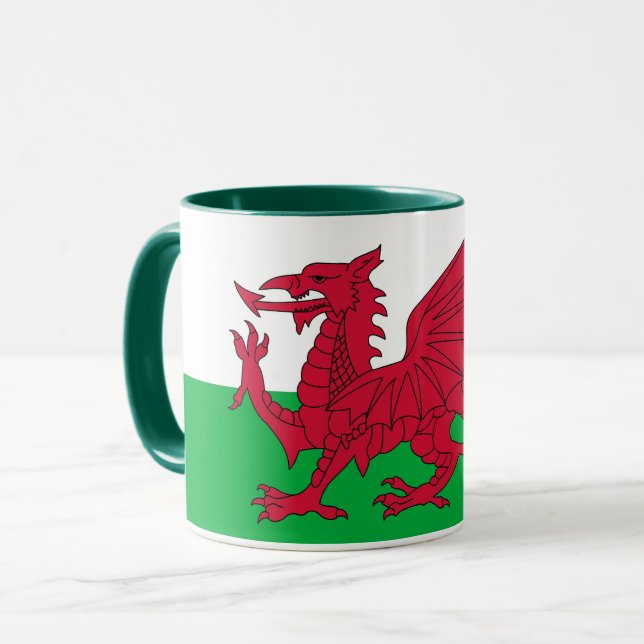 Caneca Black Combo Mug com bandeira de Wales, Reino Unido (Frente Esquerda)