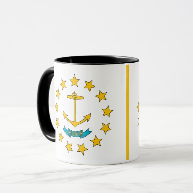 Caneca Black Combo Mug with flag of Rhode Island, EUA (Frente Esquerda)