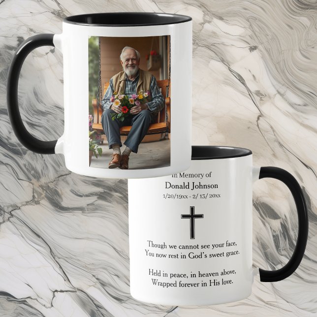 Caneca Black Cross and Poem Photo Memorial (Criador carregado)