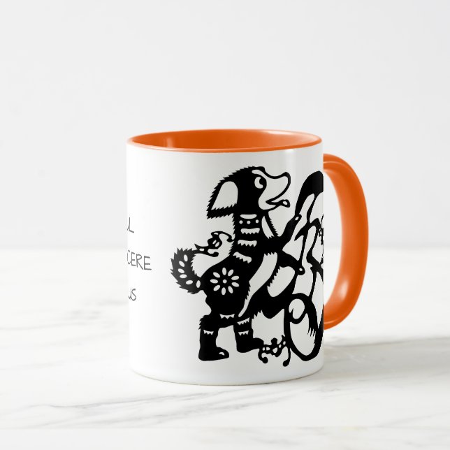 Caneca Black Dog Chinese Papercut Personalidade Zodiac Mu (Frente Esquerda)
