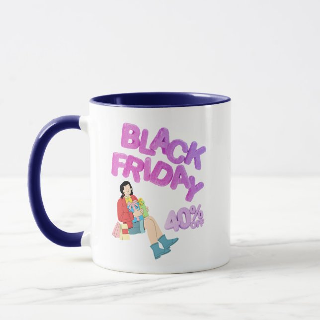 Caneca Black Friday - Xícara de Café Azul e Branco (Esquerda)