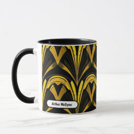 Caneca Black Gold Neo Deco Seamless Abstract Art