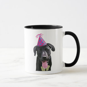 Caneca Black Labrador com chapéu de festa