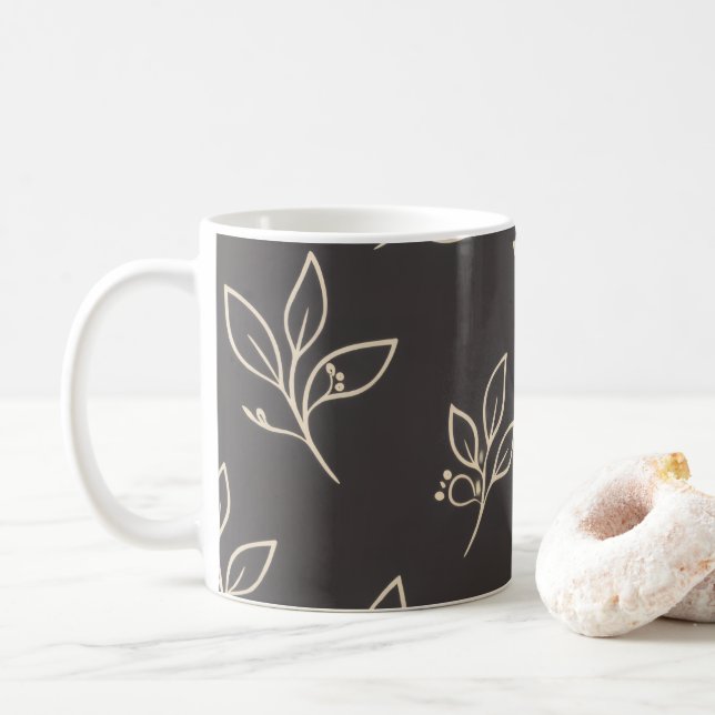Caneca Black Leaf | Caneca de Café Moderna (Com Donut)