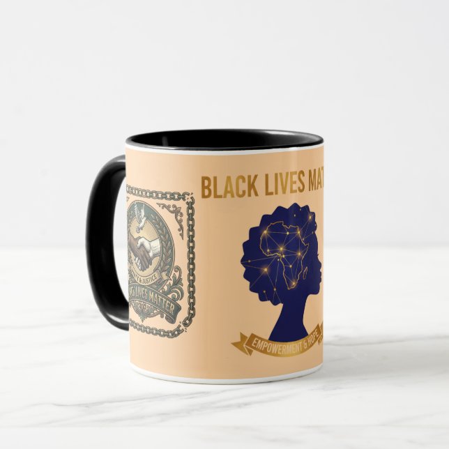 Caneca Black Lives Matter Unity Justice Empowerment Combo (Frente Esquerda)