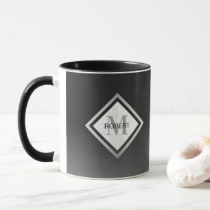 Caneca Black Ombre Silver Marble Monogramada